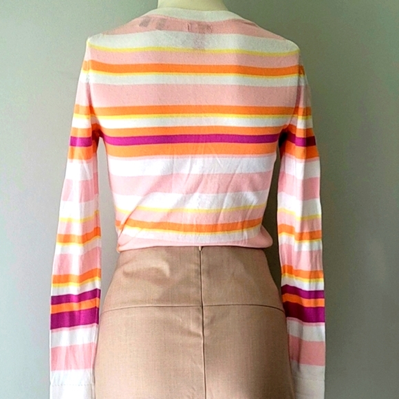 IZOD Petite V-Neck Long Sleeve Multicolor Striped Sweater Size XS - Picture 6 of 11